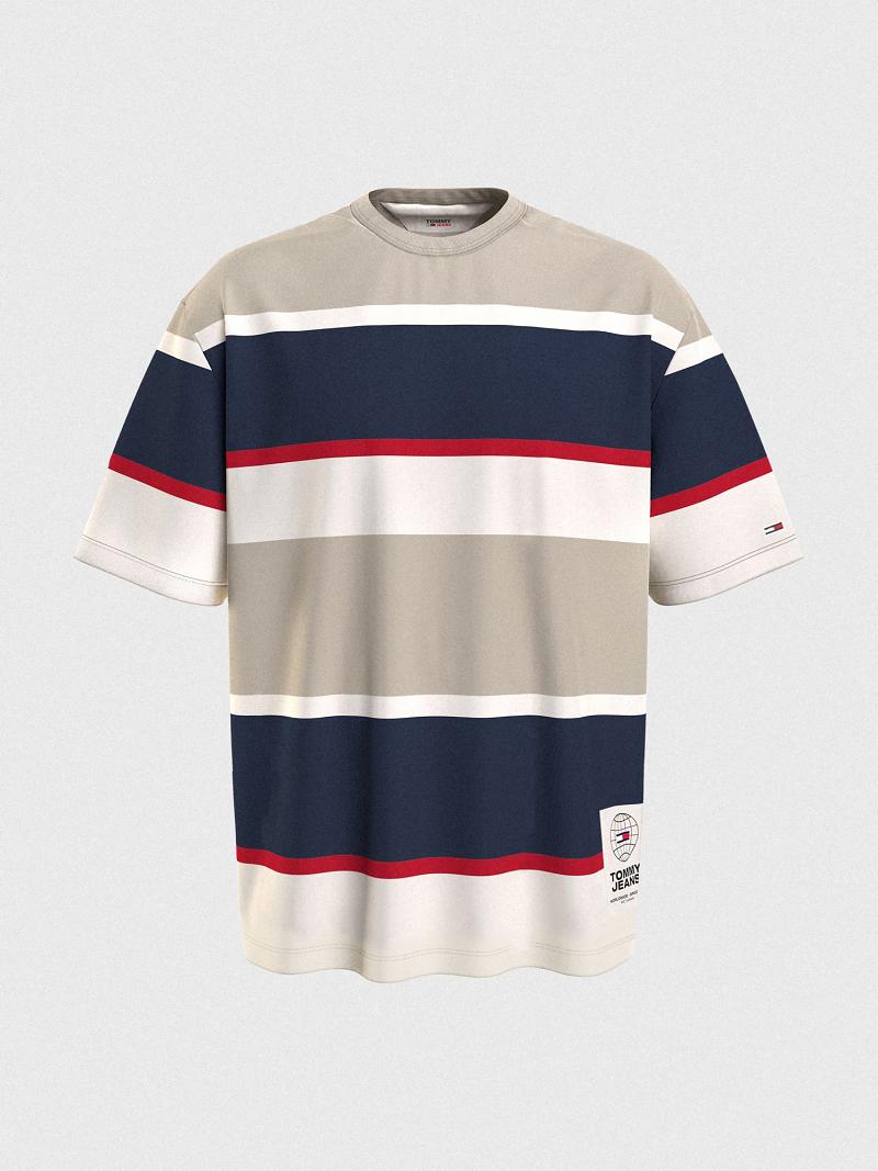 Férfi Tommy Hilfiger Bold stripe Póló Barna Színes | HU 792QMA